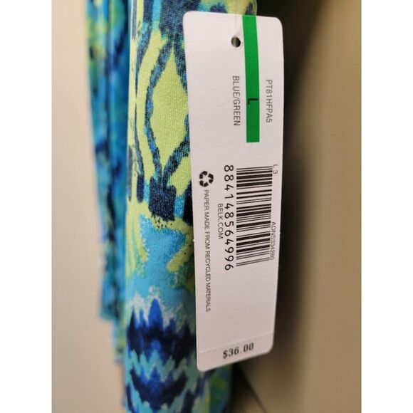 NWT New Directions Pant Suit, Large in Blue/Green Tribal Print - Picture 7 of 10